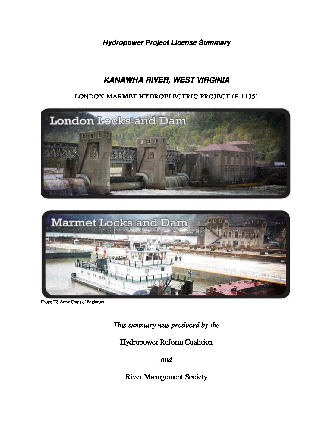 London-Market Project, Kanawha River, West Virginia