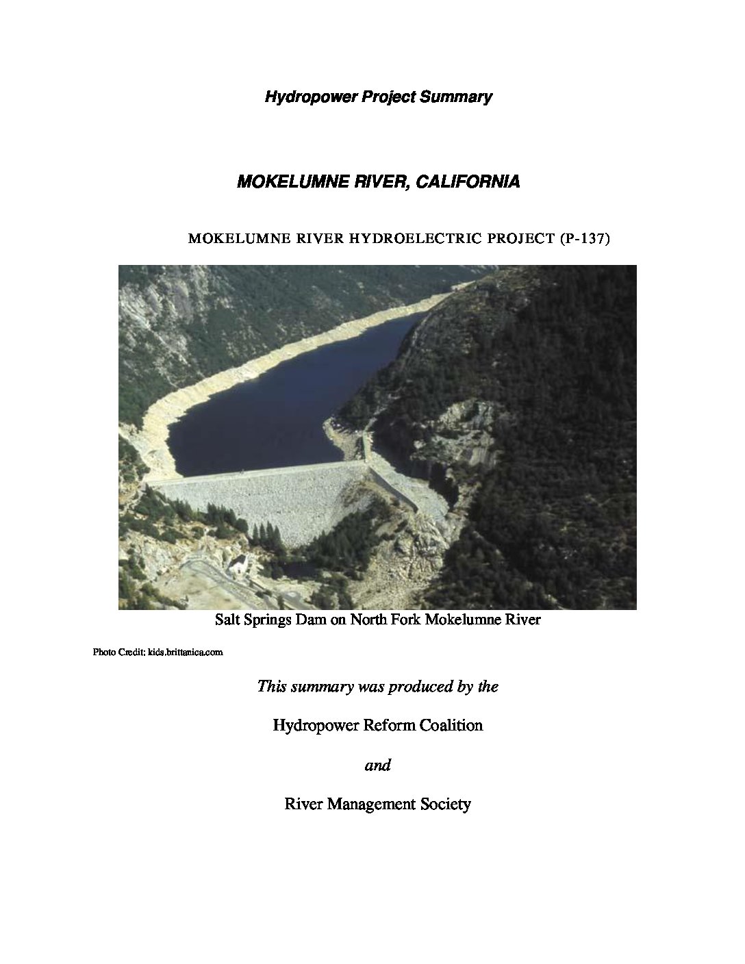 Mokelumne Project, Mokelumne River, California
