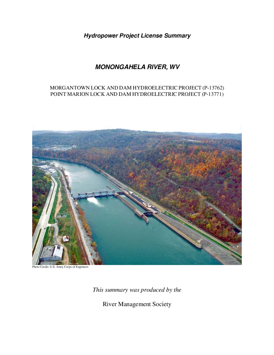 Monongahela River Projects, Monongahela River, West Virginia