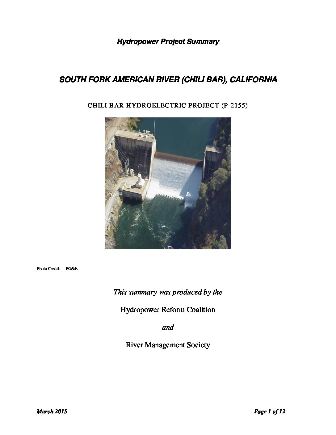 Chili Bar Project, South Fork American River, California