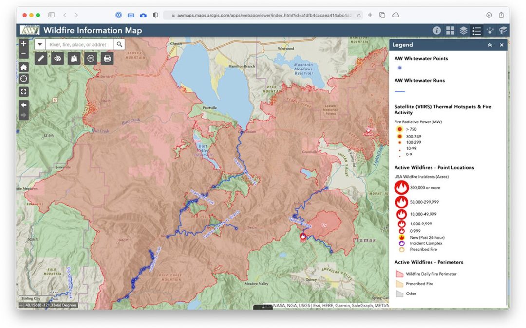 AW Wildfire Info Map Keeps Boater Updated on Rivers Affected by Fires