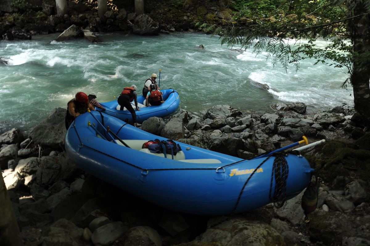 Rafts getting ready for their journey down the Nooksack River | Photo by Tom O'Keefe