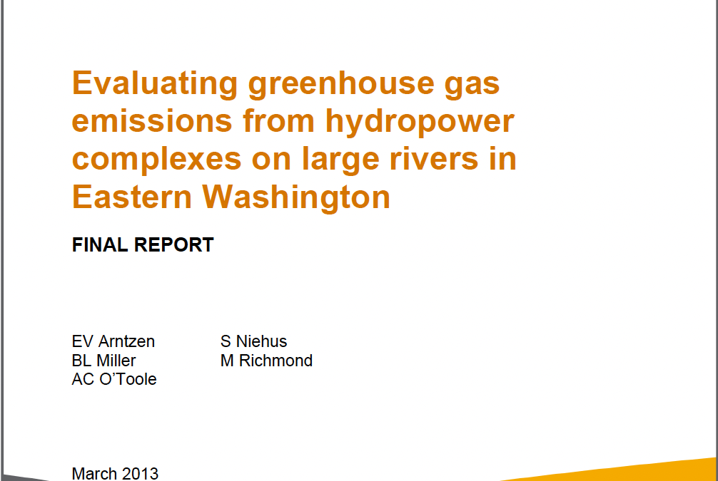 Evaluating greenhouse gas emissions from hydropower complexes on large rivers in Eastern Washington