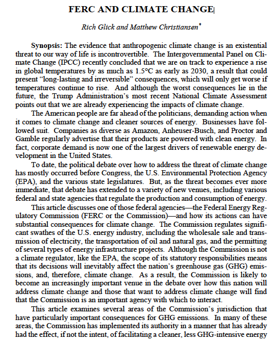 FERC and Climate Change